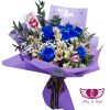 Ramo Azul, Regalo de Flores con Rosas Azules y Astromelias, Composición Floral Personalizada, Significado de las Rosas Azules en el Amor, Flores para Expresar Admiración y Misterio, Elegancia en un Ramo de Rosas.